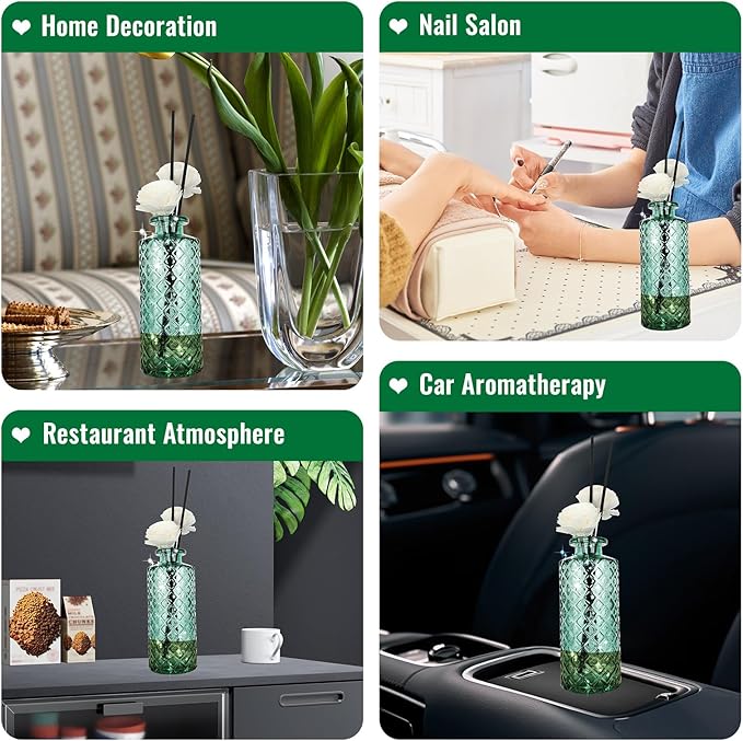 Glass Flower Vase, Green, Small Vase, Aromatherapy Bottle, 6 Sets, Simple Solid, for Birthday, Wedding, Thanksgiving, Home Decoration