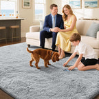 Fluffy Rug Shaggy Area Rug, Grey 4x6 Area Rugs for Bedroom, Small Bedside Rug, Soft Fluffy Shaggy Entryway Throw Rugs for Living Room Bedroom Kids Room Home Decor