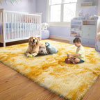 Soft Plush Shag Rug 5x7, Ultra Fluffy Rug for Living Room Bedroom, Non-Slip Fuzzy Large Area Rug for Living Room, Carpet for Girl Boy Kids, Modern Indoor Home Decor Aesthetic, Tie-Dyed Yellow