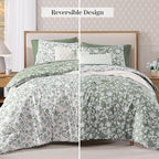 Full Comforter Set -7 Pieces Floral Grey Green Comforter Set for All Seasons, Bed in a Bag Full with Botanical Flowers Comforter, Sheets, Pillowcases & Shams