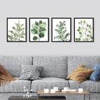 SIGNWIN Framed Green Pastel Forest Fern Leaf Wall Art, Set of 4 Collage Nature Garden Wall Decor Prints, Nature Wilderness Wall Décor for Living Room, Bedroom - 11"x14" Black