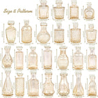 Glass Bud Vase Set of 24, Small Amber Flower Vases for Centerpieces in Bulk, Mini Vintage Vase for Wedding Decor, and Home Table Décor