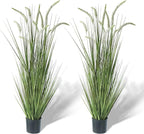 KOL 59in 2-Pack Artificial Veronica Spiked Speedwell Grass Plant, 5ft Faux Veronica Spicata Flower, Tall Fake Horsetail Grasses for Home Office Garden Wedding Decor, Indoor Outdoor, Yellow