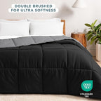 Bare Home Oversized King Comforter - Reversible Colors - Goose Down Alternative - Ultra-Soft - Premium 1800 Series - All Season Warmth - Bedding Comforter (Oversized King, Black/Grey)
