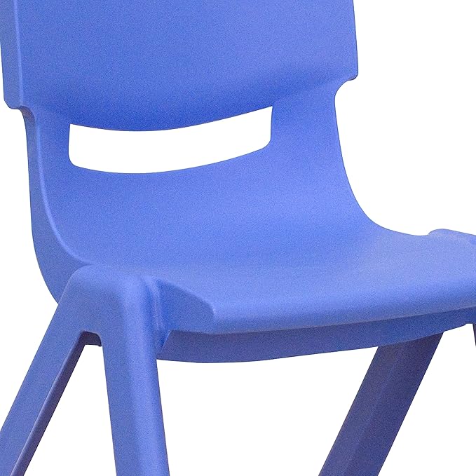 EMMA + OLIVER 23.625" W x 47.25" L Blue Plastic Activity Table Set-6 Chairs