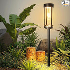 Bright Solar Pathway Lights Outdoor, 2 Pack Upgraded Solar Powered Garden Lights Waterproof, Auto On/Off Solar Yard Light for Lawn Patio Walkway Driveway Landscape Lighting Decor (Warm White, 2 Pack)