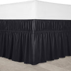 Utopia Bedding King Elastic Bed Ruffle - Easy Wrap Around Ruffle - Microfiber Bed Skirt with Adjustable Elastic Belt 16 Inch Tailored Drop - Hotel Quality Bedskirt, Fade Resistant (King, Black)