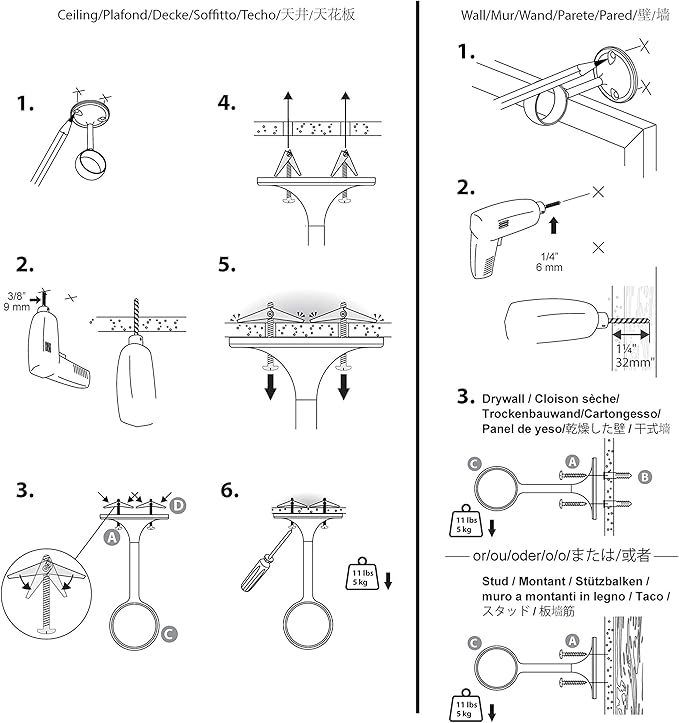 Amazon Basics Curtain Rod Ceiling-Mount Bracket, Set of 2, Black