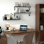 Heimlove Floating Shelves for Wall, 24 Inch Long Wood Floating Shelves Set of 3, Wall Mounted Hanging Shelf for Bathroom Bedroom Kitchen, Black