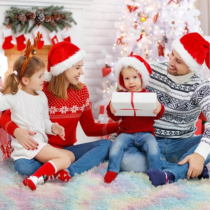 9x12 Fluffy Area Rugs for Living Room,Large Fuzzy Shag Area Rug for Bedroom,Soft Non-Shedding Indoor Plush Carpet for Kids Bedroom Nursery Home Decor,Rainbow