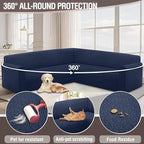 HDCAXKJ Sectional Couch Cover L Shape Stretch Sofa Covers Washable Jacquard Corner Couch Slipcover Non Slip Sectional Slip Cover U Shaped Furniture Protector for Pets Dogs (Navy Blue, Large)