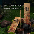 Incense Sticks – 28 Natural Sticks with 7 Scents: Palo Santo, White Sage, Lavender, Rose, Sandalwood, Agarwood & Osmanthus – for Meditation, Spiritual Use & Stress Relief Gifts