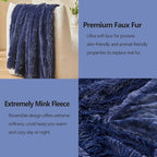 GONAAP Fuzzy Faux Fur Throw Blanket Twin Size Dark Navy Super Soft Cozy Plush Fuzzy Shaggy Blanket for Couch Sofa Bed (Dark Navy, Twin(60"x80"))