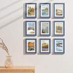 Vittanly 5x7 Picture Frames Set of 9, Shatter Resistant Plexiglass, Display 4x6 Pictures with Mat or 5x7 without Mat, Photo Frames for Wall or Tabletop, Engineered Wood, Navy