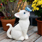 Cat Garden Figurines Outdoor Decor Solar Statue with LED Lights for Patio Lawn Yard Art Decoration Housewarming Garden Gift