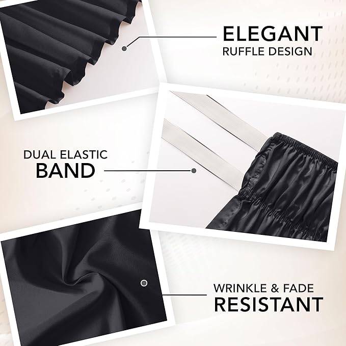 Utopia Bedding Full Elastic Bed Ruffle - Easy Wrap Around Ruffle - Microfiber Bed Skirt with Adjustable Elastic Belt 16 Inch Tailored Drop - Hotel Quality Bedskirt, Fade Resistant (Full, Black)