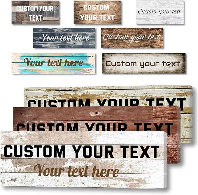LZIMU Personalized Quotes Sign Wall Decor Custom Canvas Sign with Your Text Customized Gift for Rustic Kitchen Farmhouse Decor Framed (8"x32")