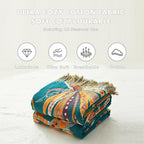 MSGKV Boho Throw Blanket for Bed Twin Size Cotton Muslin Breathable Floral Blanket 60"x80" Sofa Couch Blankets for All Seasons Lightweight Farmhouse Blankets Boho Home Decor