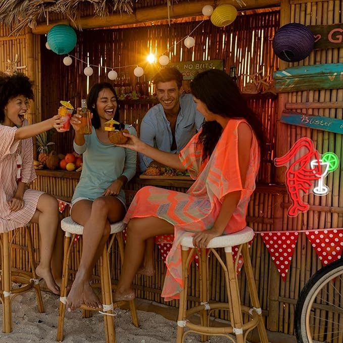 Lobster Cocktail Neon Sign,Dimmable Shrimp Bar Neon Light for Party Bar Pub Restaurant Shop Window Decoration(15.75 * 12.6In)