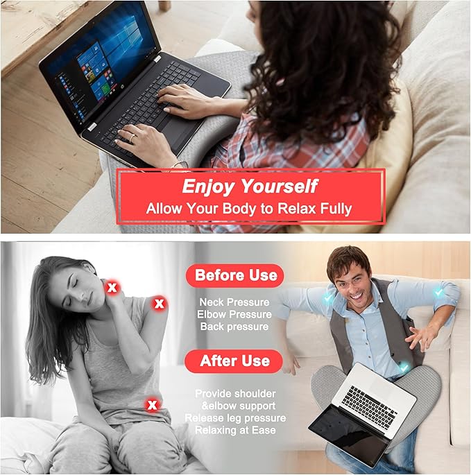 Reading Pillow for Lap & Gaming, Memory Foam Lap Desk Pillow, Extra Large Arm Rest Pillow for Adult, Laptop Pillow for Lap, Reading, Working, Gaming or Sitting in Bed, Floor, Sofa