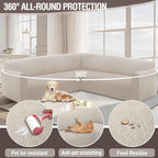 HDCAXKJ Sectional Couch Cover L Shape Stretch Sofa Covers Washable Jacquard Corner Couch Slipcover Non Slip Sectional Slip Cover U Shaped Furniture Protector for Pets Dogs (Natural, Large)