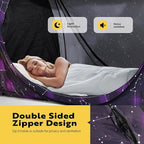 VIVOHOME Pop-Up Bed Tent Twin Size, Privacy Bed Canopy with 4 Doors and Mosquito Mesh, Breathable Sleeping Tent with Dark Starry Constellation Pattern for Kids and Adults