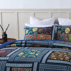 Secgo King Comforter Set for Bed - 100% Cotton Quilts Queen Size, Black Bedspreads (96 * 104 Inch) with 2 Pillow Shams