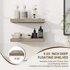 16 Inch Floating Shelves, 3D Textured Wood Grain, 16"x9.25"x1.5" Inch Deep Floating Shelves for Wall, Wooden Shelves for Bathroom, Bedroom, Living Room, Vintage Gray Oak, 2 Pieces