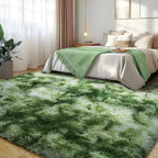 9x12 Large Area Rugs for Living Room, Ultra Fluffy Plush Rug for Living Room Bedroom, Thick Fluffy Carpet for Girls Boys Kids Room, Non Slip Dorm Rug for Home Decor Aesthetic, Tie-Dyed Green