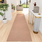 Runner Rug with Non Slip Rubber Backing, Washable Soft Floor Carpet for Kitchen, Hallway, Entryway Indoor, Bedroom, Laundry, Low Pile Area Rugs, Solid Color with Pointillism Style (Camel, 2' * 10')