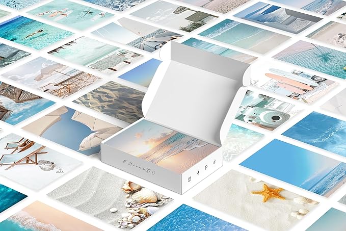 Y2K BOO Beach Blue Aesthetic Wall Collage Kit - 50 Dreamy Beach Scenes and Blue Aesthetic Photos for Teen Room Decor, Perfect Wall Art for Beachy Spaces, Ideal for Teens and College Dorms