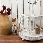 OMISHE 59in Wood Bead Garland with Tassels, Decorative Beads, Farmhouse Wooden Beads Garland for Wall Hanging Home Festival Decor, White