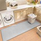 Runner Rug with Non Slip Rubber Backing, Washable Soft Floor Carpet for Kitchen, Hallway, Entryway Indoor, Bedroom, Laundry, Low Pile Area Rugs, Solid color with Pointillism style, 2*6 ft GREY