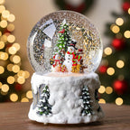 Snowmen Christmas Snow Globe, Musical Lighted with 6H Time Water Lantern with Swirling Glitter, Christmas Holiday Party Gifts and Decorations