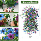 Artificial Fake Hanging Flowers Plants for Outdoor Spring Decoration, 2 PCS Faux Silk Daisy Flower UV Resistant Look Real for Outside Patio Porch Garden Balcony Yard Home Summer Decor(Perple Blue)