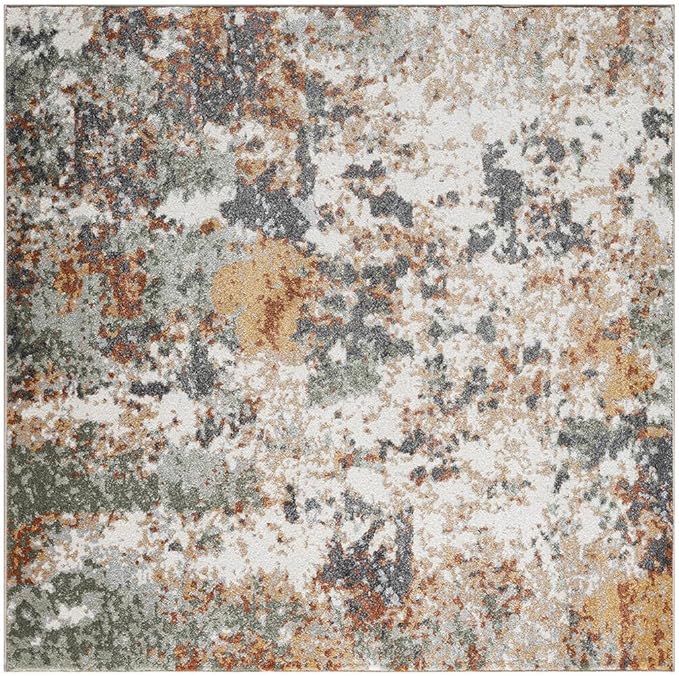 Keen Home Design Area Rugs - 10ft Round Non-Shedding, Abstract Rugs for Kitchen, Living Room, Bedroom, Dining Room, Entryway - Size: 10' Square, Multi