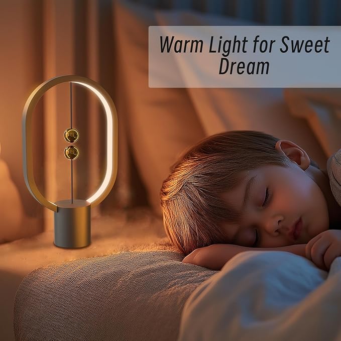 Small Table Lamp - Mini Balance Bedside Nightstand Plug in Night Light for Home, Office, College Dorm (Black)