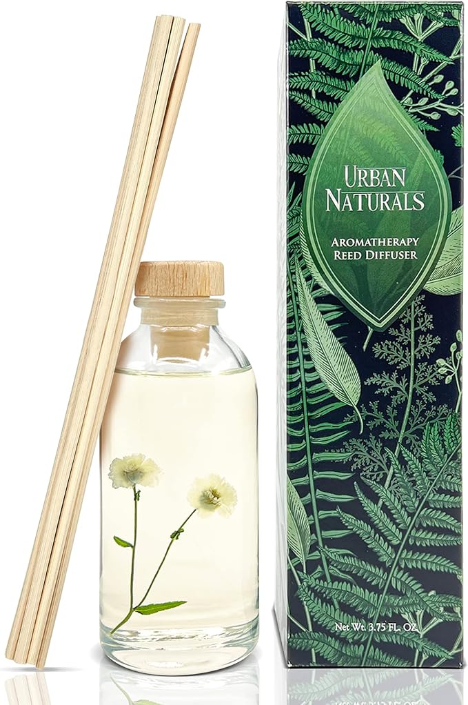 Urban Naturals White Tea & Sage Reed Diffuser Set | Made with Essential Oils & Real Botanicals | Sparkling Bergamot, White Tea & Fresh Sage | Made in The USA