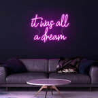Kavaas It Was All A Dream Neon Signs 16.5" x 12.5", Pink It Was All A Dream Neon Light for Girly Room Decor Aesthetic | LED Dream Signs for Bedroom, Party, Bar, Salon, Bathroom