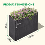 IDZO All Weather Wicker Planter Raised Garden Bed, 24 in Tall Round Rattan Flower Pots, Durable Self-Watering Indoor Outdoor Wicker Planters for Porch Patio Balcony