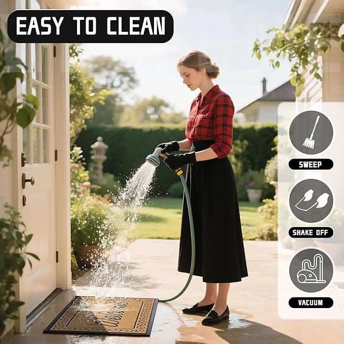 Yimobra Welcome Mat Outdoor Indoor, Waterproof Heavy Duty Front Door Mat Outside Entrance, Extra Sturdy Non-Slip Doormat, Low Profile, Dirt Trapping, 36x24 Inches, Yellow