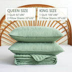 EVENHUG Floral Embroidered Quilt Set King Size 3 Piece Bedding Set Reversible Farmhouse Bedspread Coverlet with 2 Pillow Shams Lightweight Soft Bed Cover for All Season(106"X 96",Green)