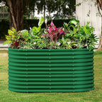 Land Guard 6x3x3ft Oval Galvanized Raised Garden Beds, Large-Capacity Metal Planter Box Outdoor, Durable Deep Raised Garden Bed 3ft Tall, Raised Beds for Gardening Vegetables, Forest Green