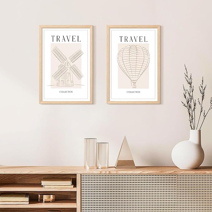 upsimples 12x18 Frame, Natural Solid Wooden Picture Frames, Display 11x17 with Mat or 12 x 18 Without Mat, Vertical or Horizontal Wall Hanging, 1 Pack, Natural