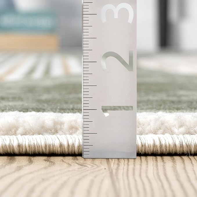 Abani Mid-Century Green Arch Washable Area Rug – 5' x 8' – Modern Geometric Design – Ivy Collection – Non-Shedding, Easy to Clean – Durable for High Traffic Areas – Living Room, Bedroom & Office