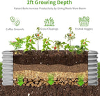 Land Guard Galvanized Raised Garden Bed, 8x4x2ft Planter Boxes Outdoor, Oval Larger Metal Planter Boxes for Vegetables, Fruits, Flowers (Silver)