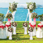 12 Pack Plastic Flower Bucket, 15.5 Inch White Flower Buckets for Cut Flowers with Base, Multi-Purpose Plastic Vase for Flower Display Stand Florist Supplies, Home Wedding Decoration