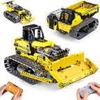 zinat 3 in 1 STEM Remote Control Bulldozer Building Set, DIY Engineering Construction Kit with APP & Remote, Educational Robot Blocks Toy, Birthday for Kids Teens Adults - 452 Pcs