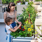Land Guard Galvanized Raised Garden Bed with Legs, 48×24×32in Large Metal Elevated Raised Planter Box with Drainage Holes for Backyard, Patio, Balcony, 400lb Capacity