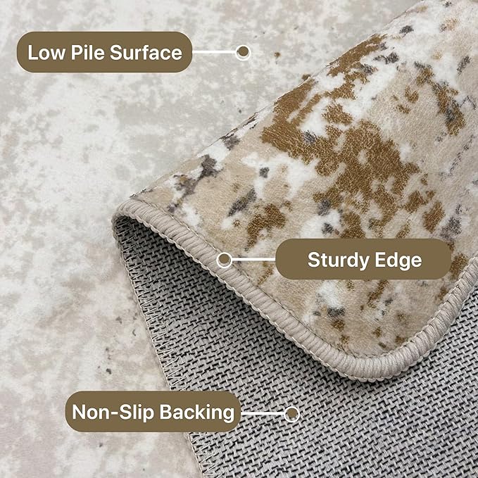 8X10 Area Rug for Bedroom Living Room, Modern Abstract Machine Washable Area Rug, Large Soft Low Pile Carpet with Non-Slip Backing for Dining Room